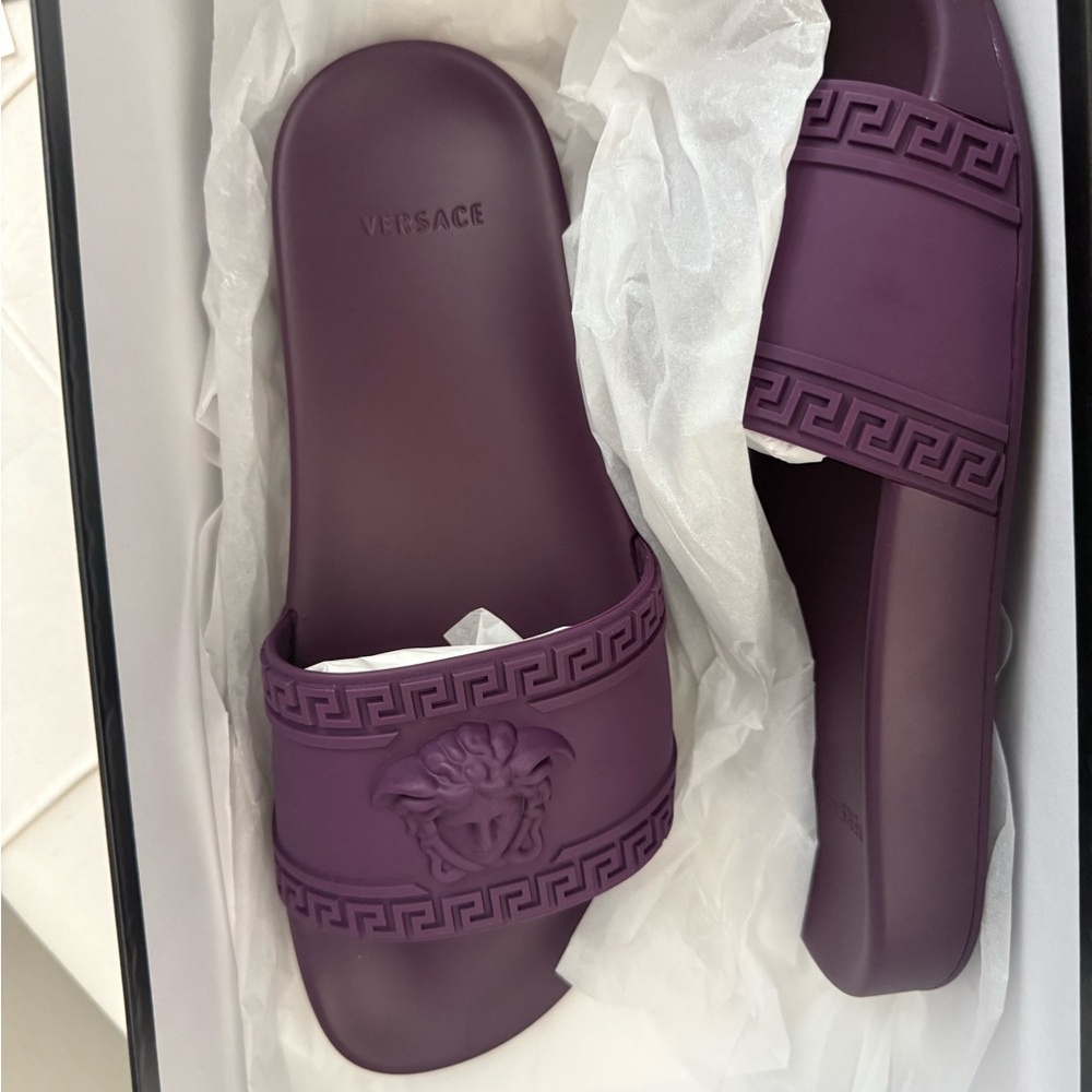 Versace Deep Purple Slide Sandals